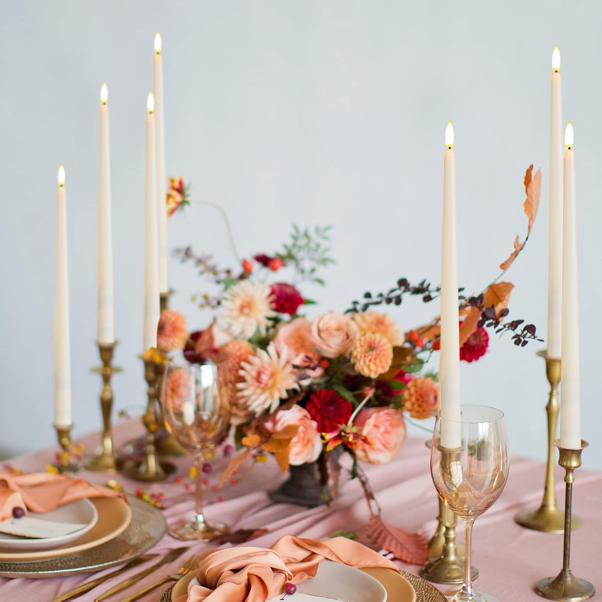 Baquler 24 Pcs 12.4 Ivory Flameless Taper Candles Bulk