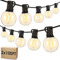Mlambert 200Ft(2x100Ft) Outdoor String Lights, 60+4 G40 Globe Bulbs, Black