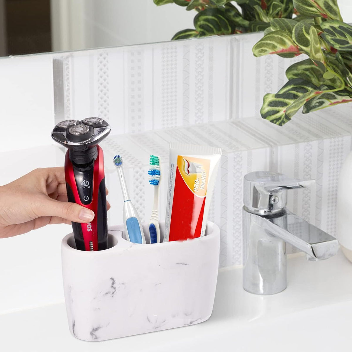 Toothbrush Holder for Bathrooms Toothpaste Holder Stand Bathroom Organizer for Toothbrush Makeup Brushes Holder