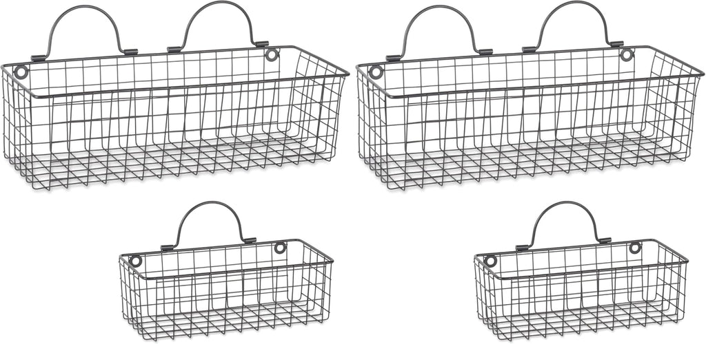 DII Farmhouse Vintage Décor, Wire Wall Basket, Assorted, Black, 2 Piece (Pack of 2)