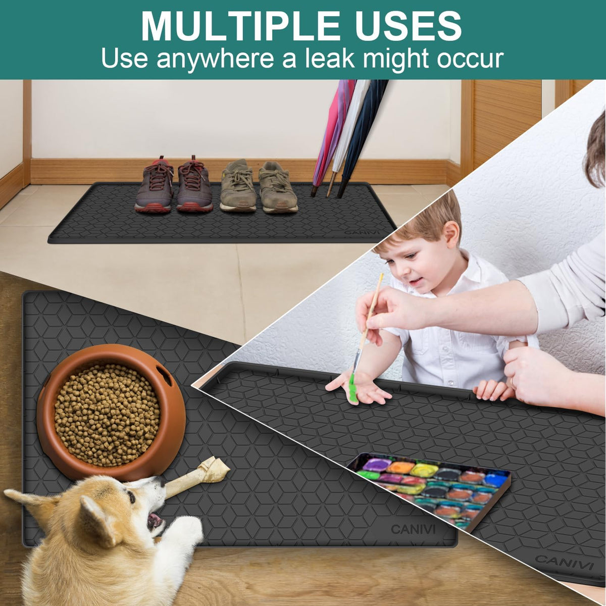 Under Sink Mat, 28"x22" Waterproof Tray for Cabinet, Holds 3 Gal
