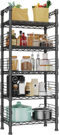 FUTASSI Metal Storage Rack, Storage Organizer Shelves for Kitchen, Black