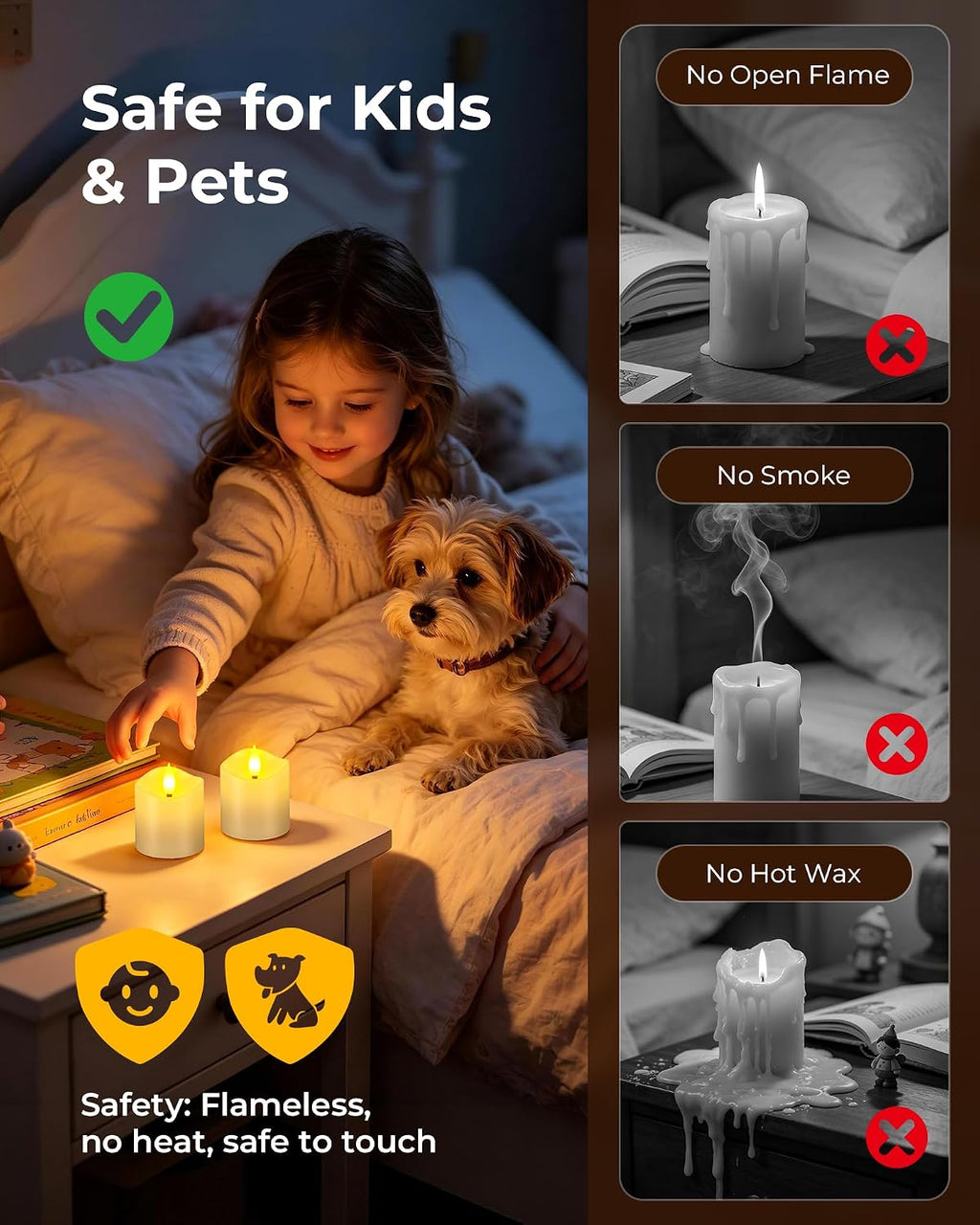 Yme Rechargeable Flameless Candles, Tea Lights with Remote & USB-C Charging