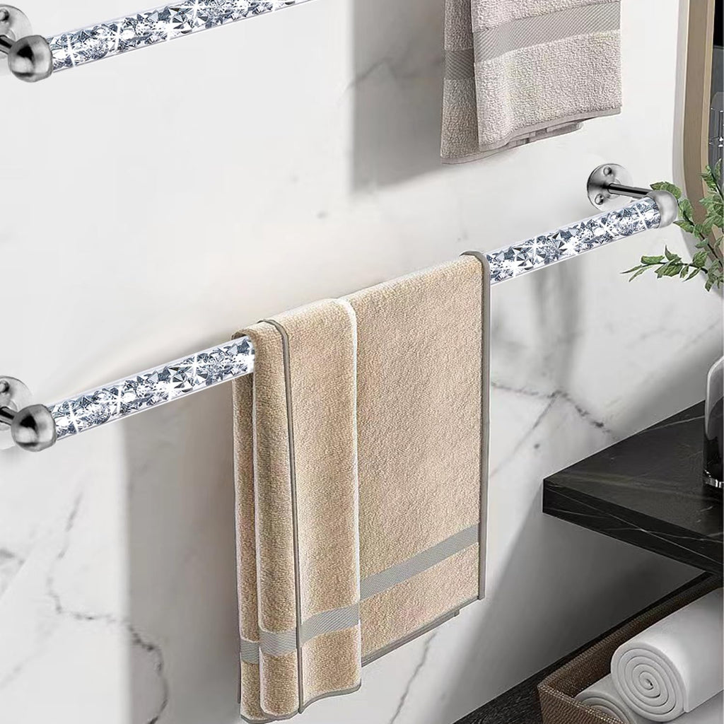 Meetart Crushed Diamond Glass Towel Bar for Bathroom,Set of 2 Towel Rods Wall-Mounted ,Towel Racks for Bath Towels,Hand Towels(21”)