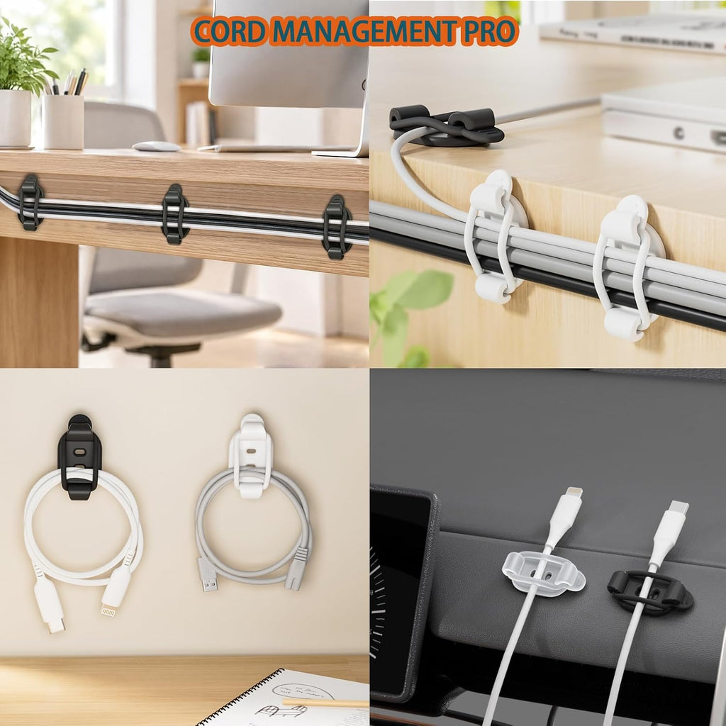 15 Pack Adhesive Cable Clips Cord Organizer Cable Management Under Desk