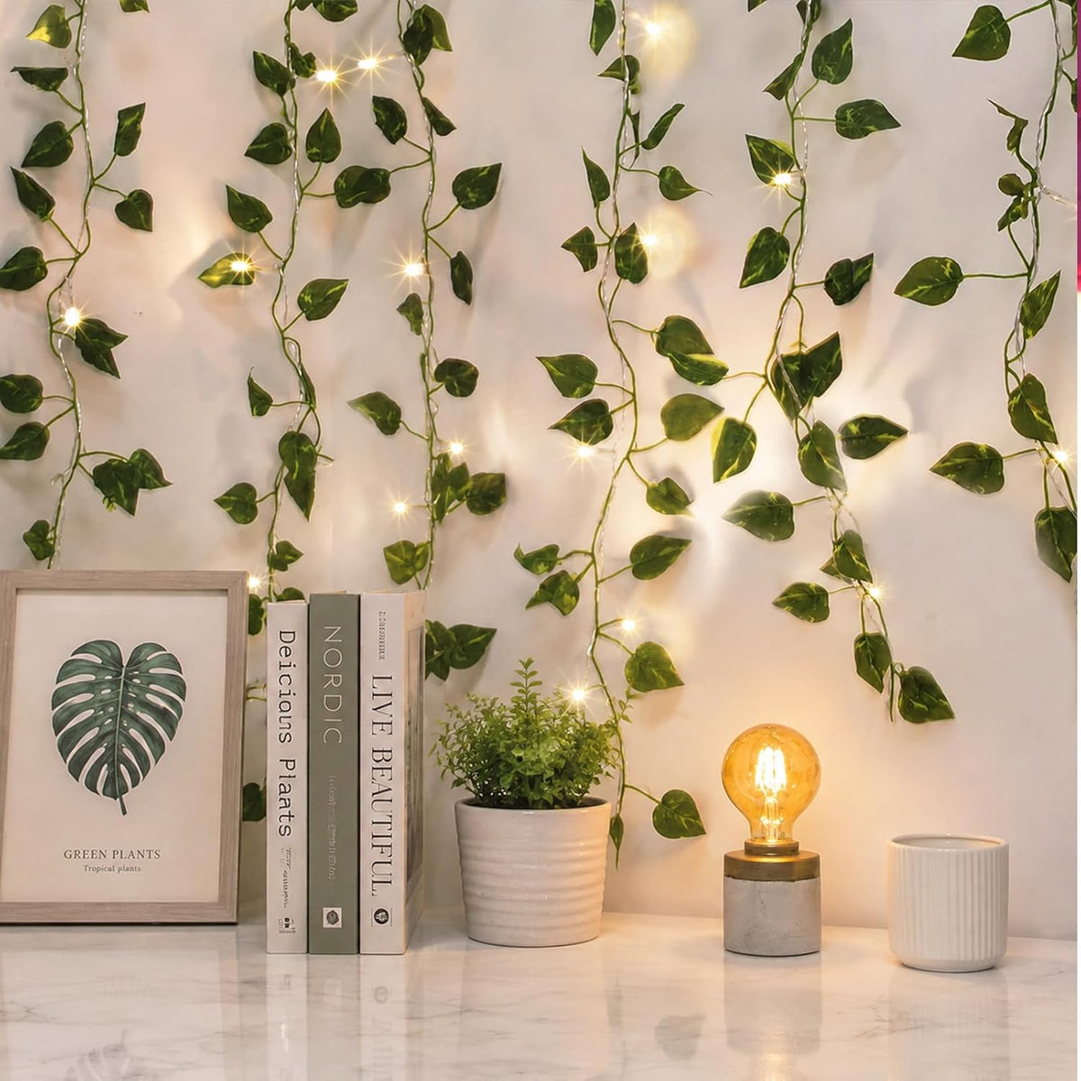 Vigdur 2 Pack 6FT Vine Lights Battery Operated 40 LED Hanging Ivy Lights