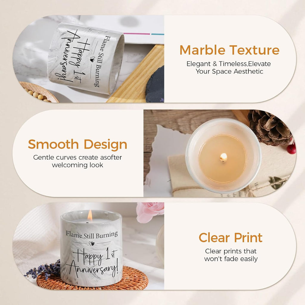 FreeJac 1st Paper Anniversary Candle for Couple - Marble Lavender Gift, 6oz