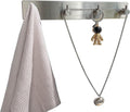 AXBUS Wall Mounted Key Holder,4 Key Hooks for Wall Decorative,Adhesive Key Organizer Key Hanger for Entryway, Kitchen, Bedroom,Bathroom - (Silver, 4 Hooks)