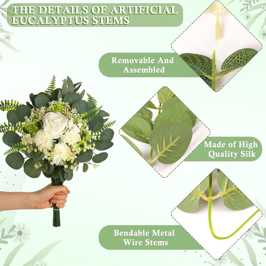 MAPVOLUT 75 Pcs 10 Kinds of Artificial Eucalyptus Greenery Stems Set, With Fake Flowers, Faux Greenery Leaves For Wedding Centerpiece Table Decorations, Bride Bouquets Vase Floral garland Wreath Decor