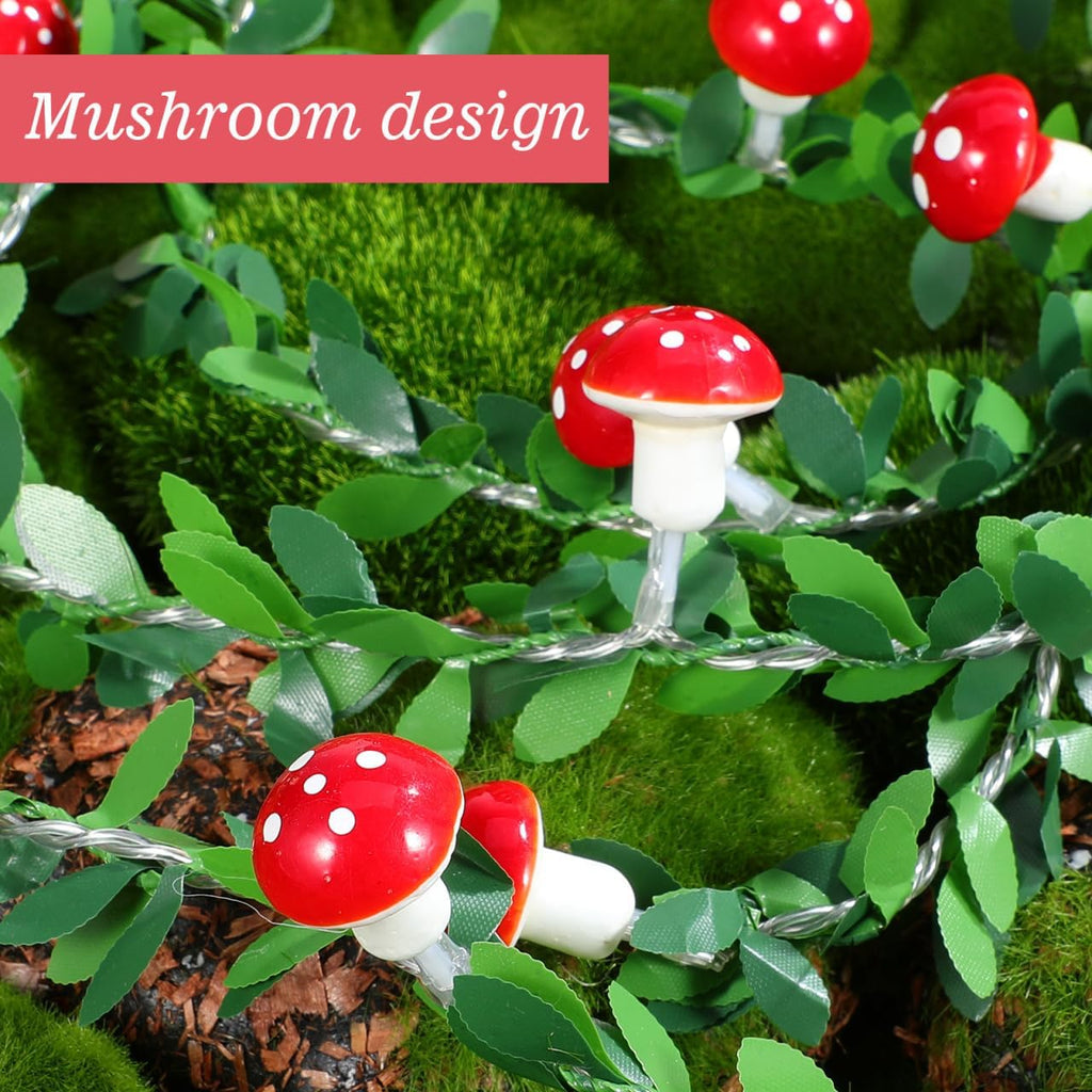 Ciieeo Mushroom String Lights Indoor 118.11 in 20 Led Fairy String Light Mushroom Garland for Bedroom Patio Garden Yard Home Party Seasonal Decor