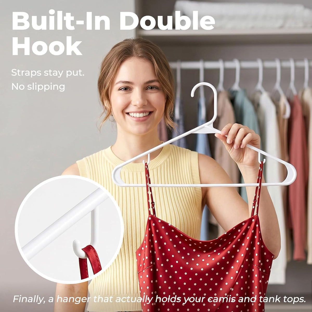 HOUSE DAY White Plastic Hangers 10 Pack, Slim Space-Saving Clothes Hangers