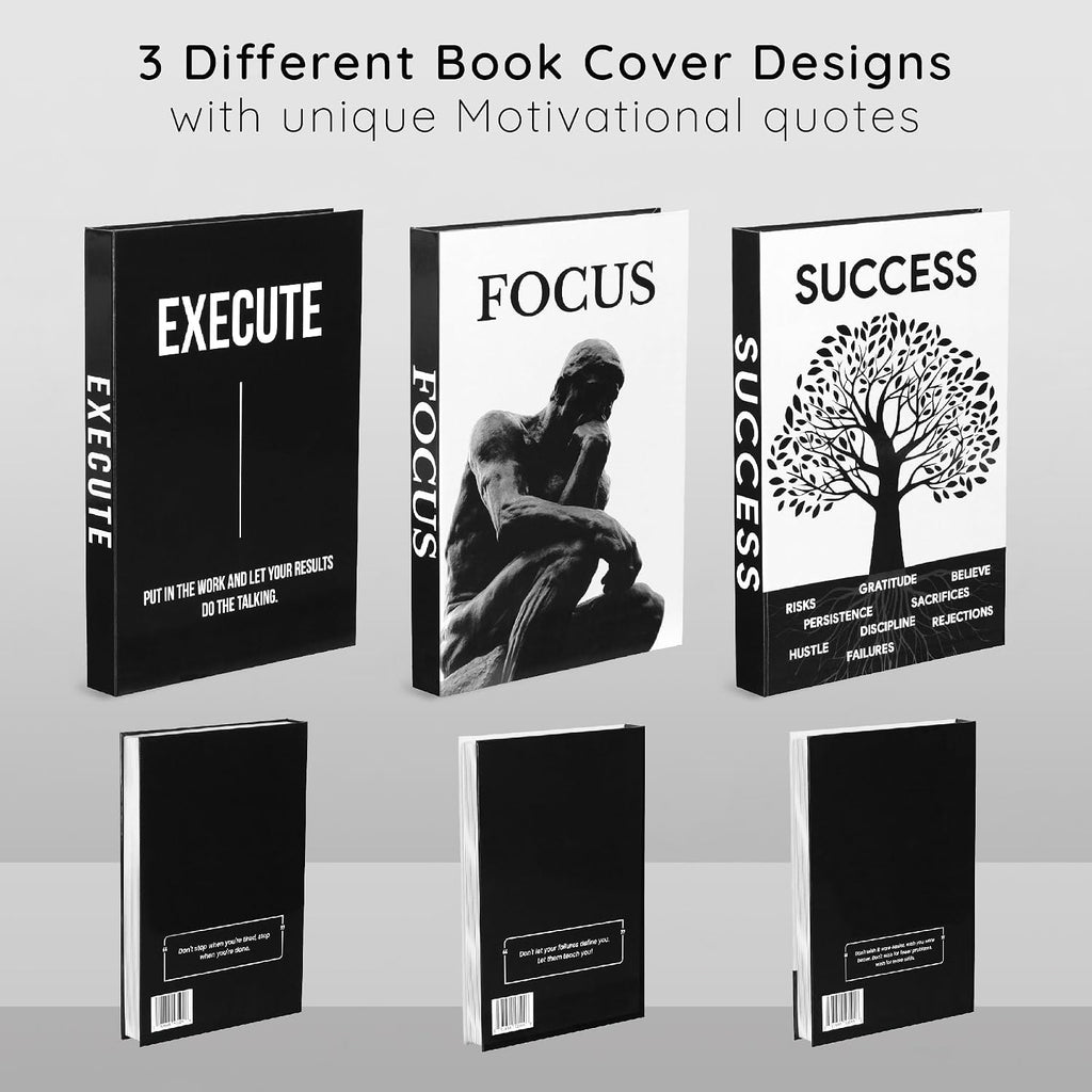 Motivational Decorative Books Set of 3 - Faux Books for Home Office Decor