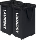 CHICVITA 75L Laundry Basket with Wheels 2-Pack, Wash Bags, Black