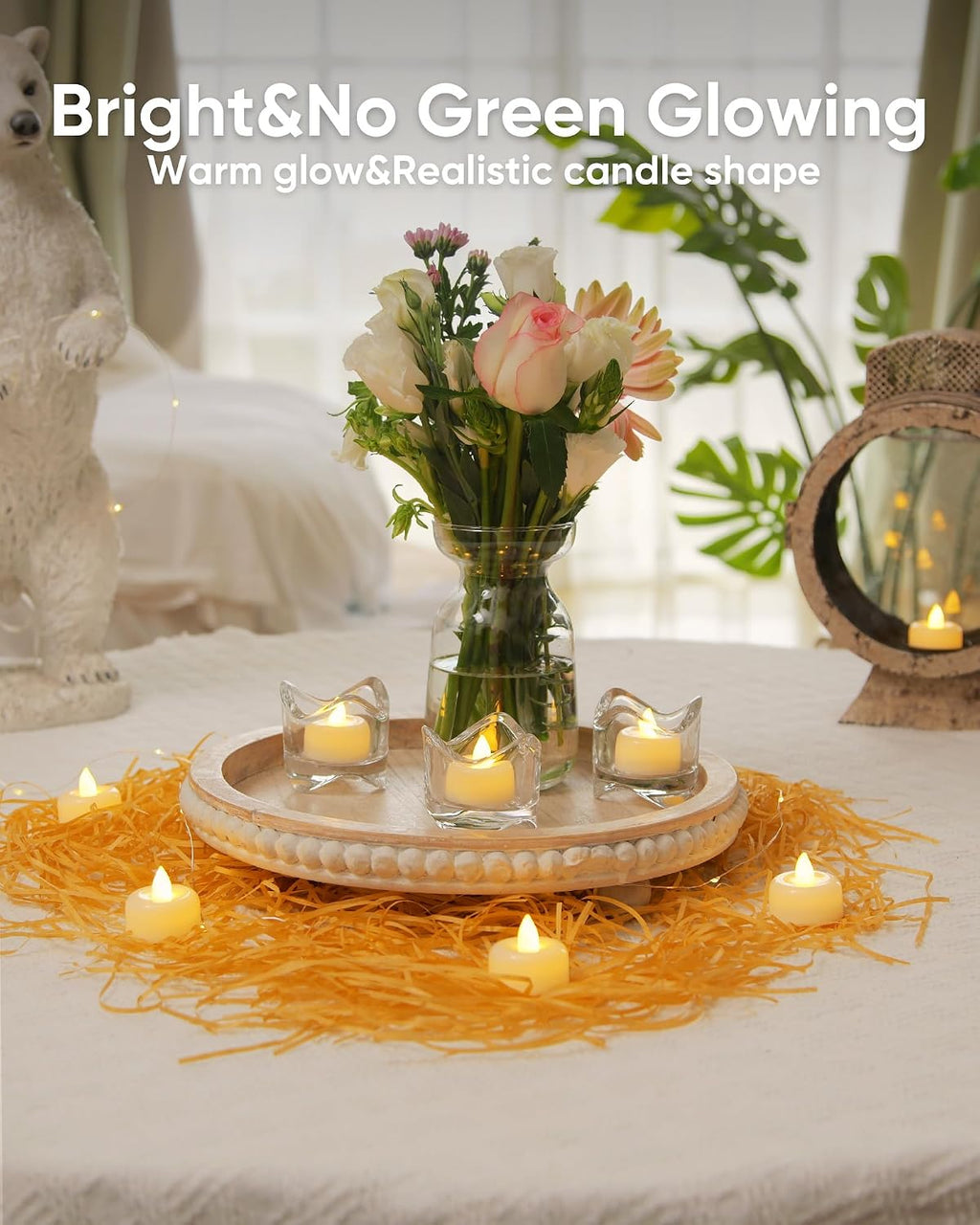 Amagic 12Pack Flameless LED Tea Lights Candles Battery Operated, Warm White