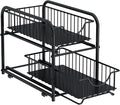 2-Tier Pull Out Organizer Under Sink Sliding Cabinet Rack,Black