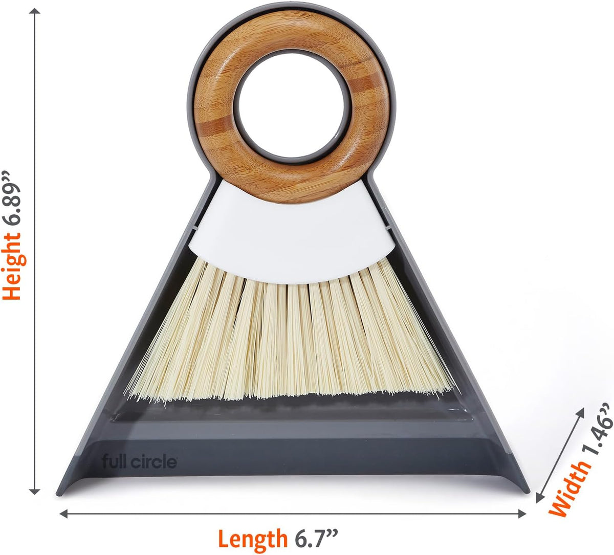 Full Circle Tiny Team, Mini Compact Brush & Dustpan Set, White