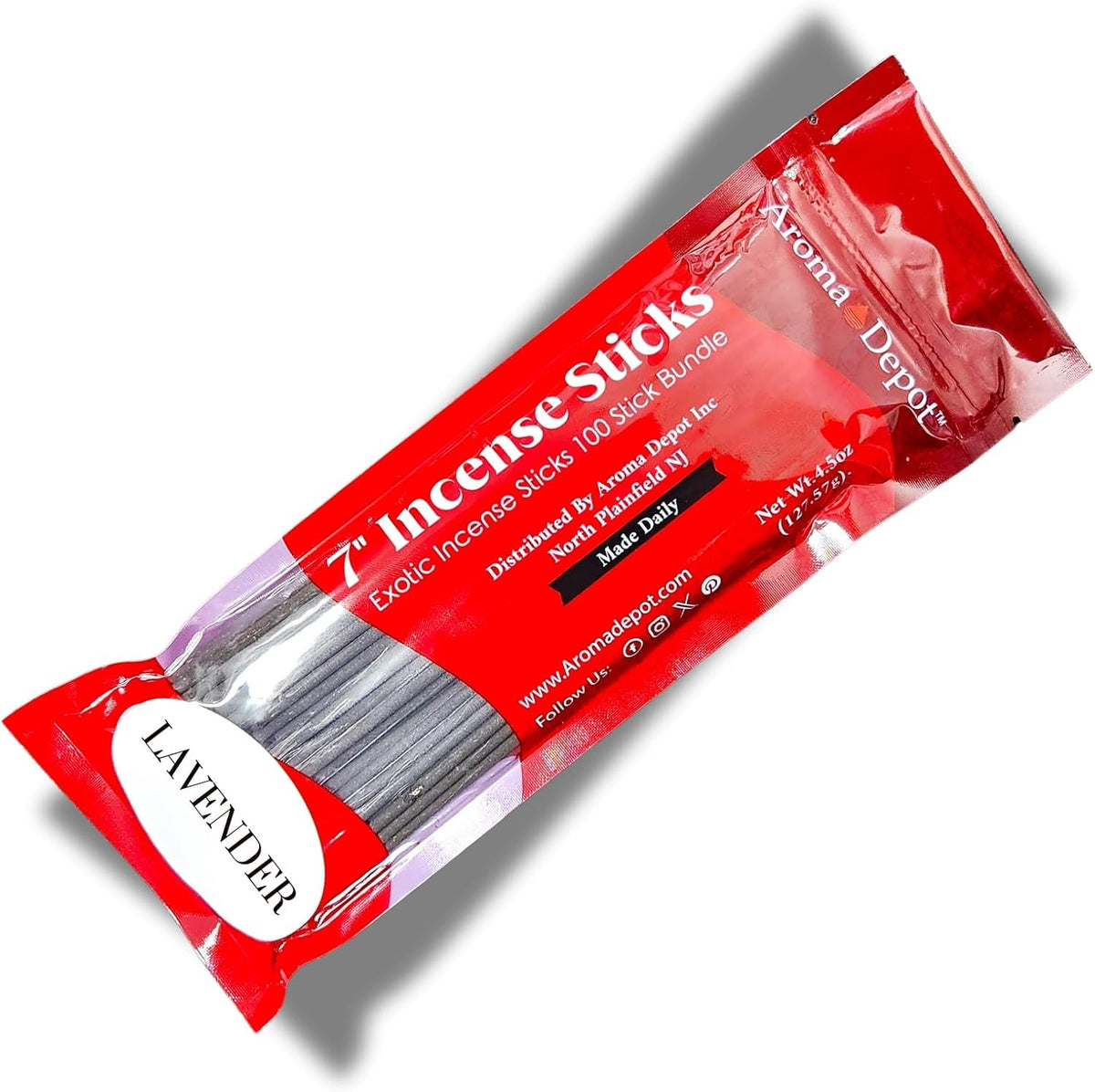 Aroma Depot Lavender Most Exotic Charcoal 7'' Incense Sticks. Approx. 85 to 100 Sticks Per Bundle, Length - 7 Inches, Each Natural Stick Burns for 35 to 45 mins Each. Long Lasting. Guarantee 100% Pure