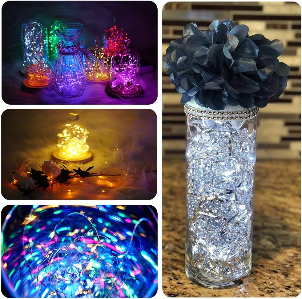 SunKite 8 Colors LED Fairy String Lights Battery Operated 16 Pack 20 LED 6.6 Ft Silver Copper Wire Firefly Starry Moon Lights Waterproof for DIY Bottle Jars Wedding Gifts Christmas Party Decor