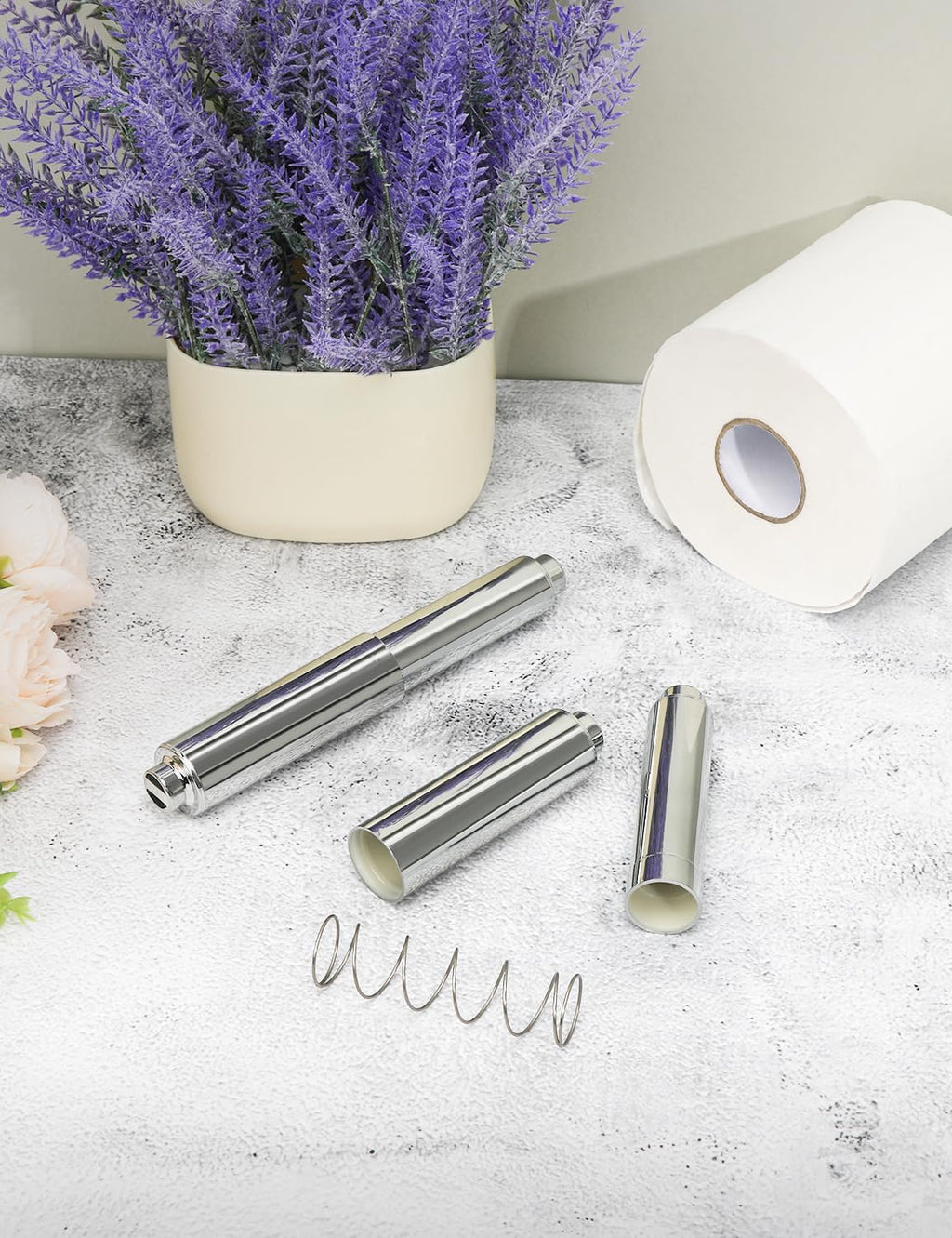 Toilet Paper Holder Roller Replacement, 2Pcs 6.5inch Plastic Toilet Paper Spring Rod Toilet Tissue Holder Replacement Spindle Replacement Rod fits Extra Large Bathroom Tissue Rolls (Silver)