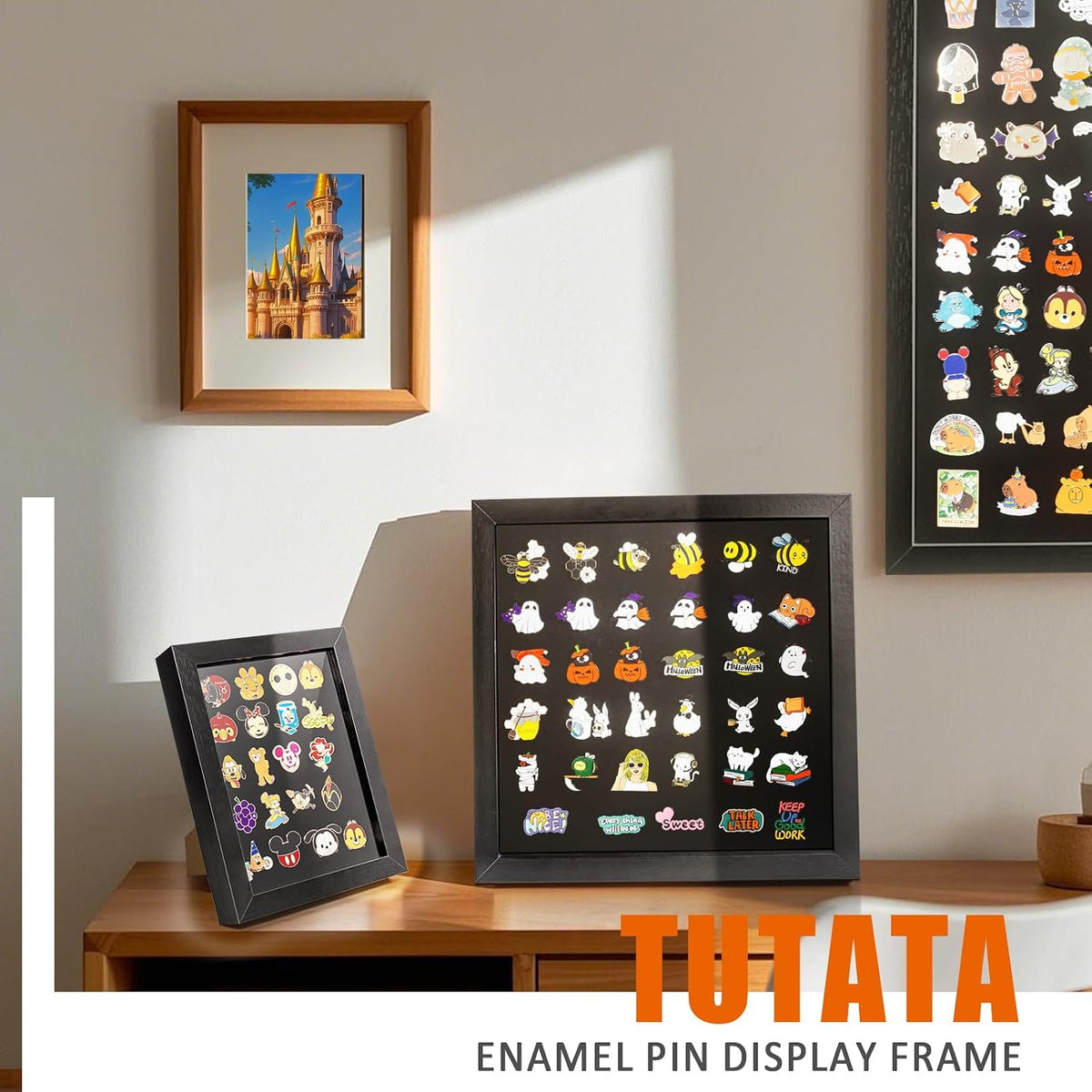 tutata 12x16 Pin Display Case, Enamel Pin Frame, Wall Mount Shadow Box