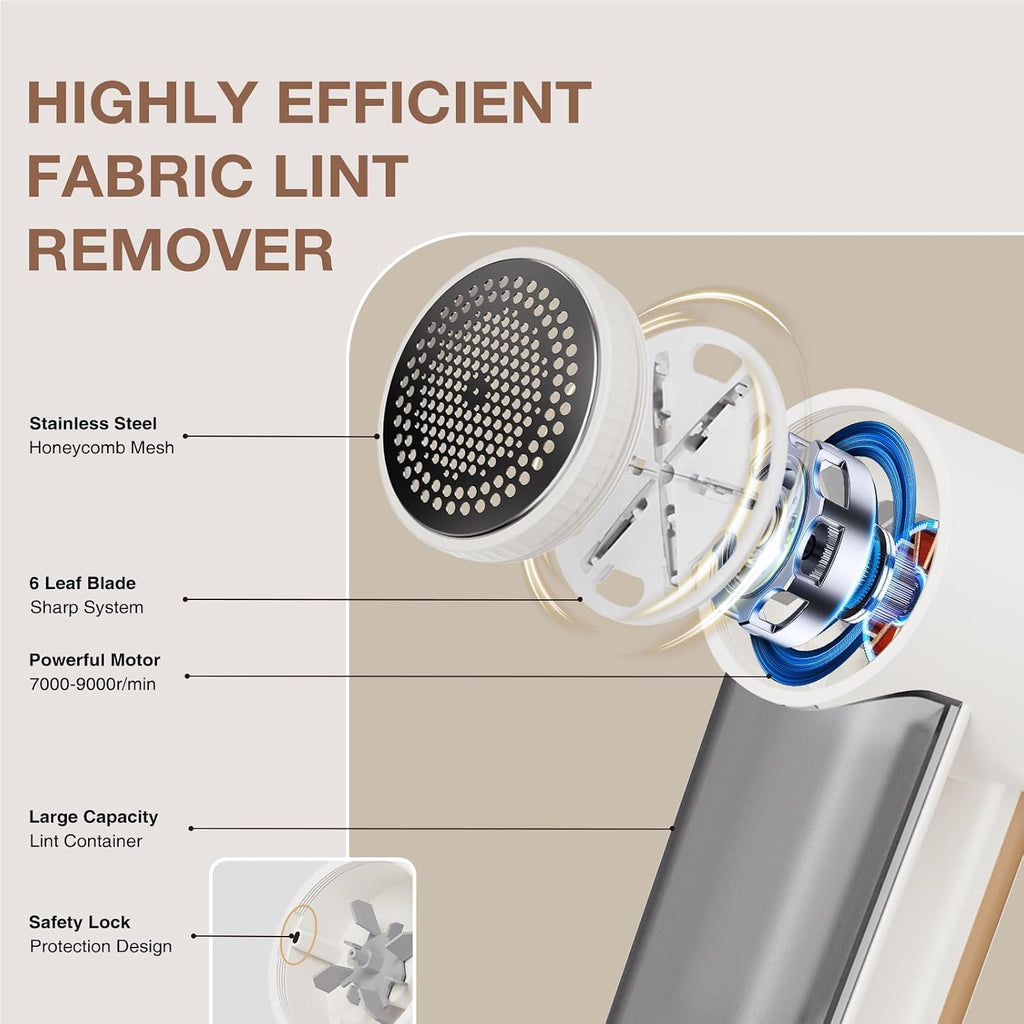 Rechargeable Fabric Shaver,3-Speed Lint Remover for Clothes,Platinum