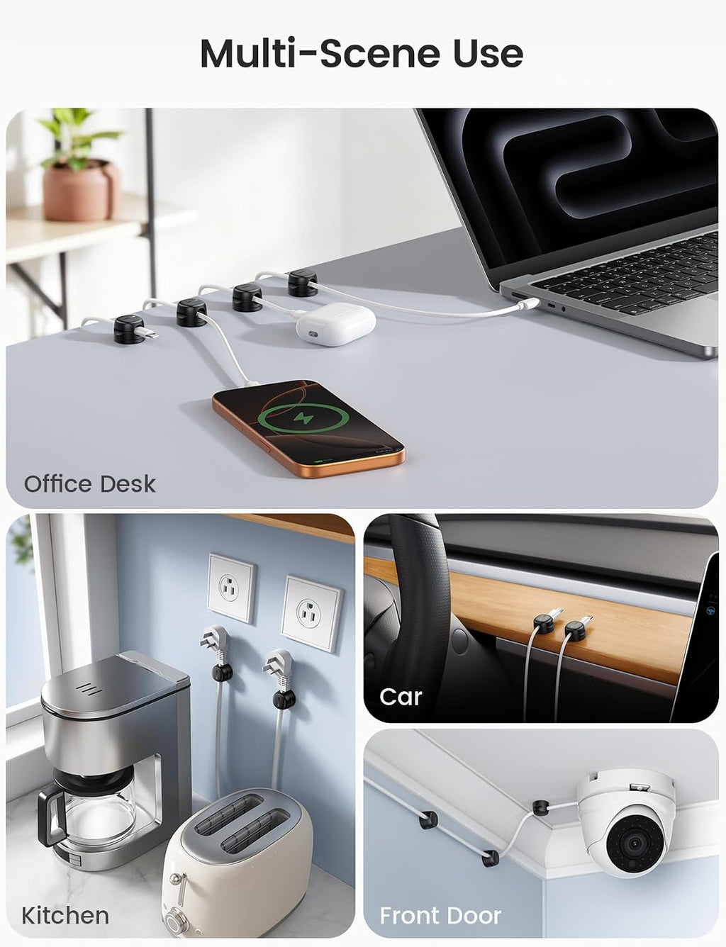 Lamicall 6 Pack Rotating Magnetic Cord Organizer Clips Cable Management