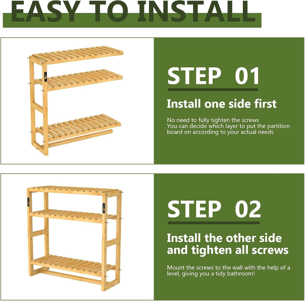 Galood Over The Toilet Storage Bathroom Shelves Wall Mounted 3 Tier Yellow