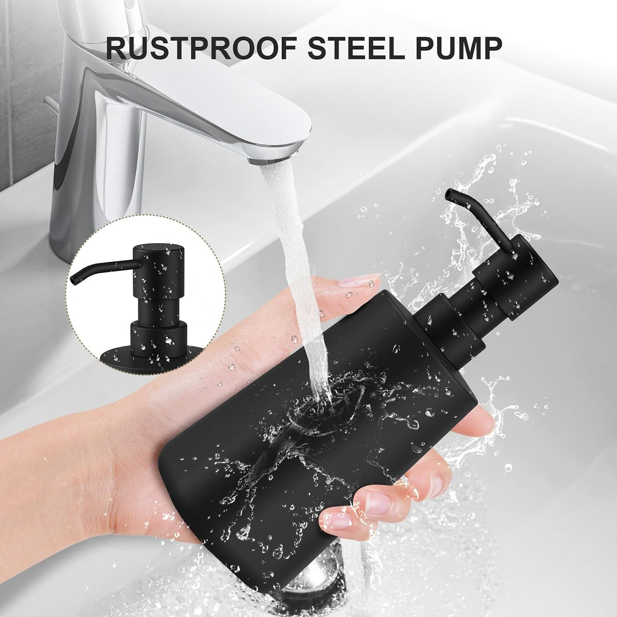 Ceramic Soap Dispenser Bathroom/Kitchen, Stainless Steel Pump
