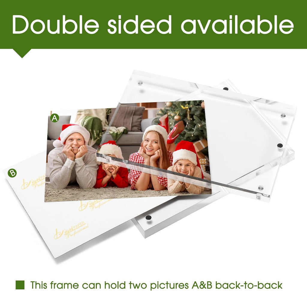 SYNTRIFIC Acrylic Frame 5x7, 5 x 7 Acrylic Picture Frame 6 PACK Clear Double Sided Magnetic Picture Frame, Free Standing Desktop Acrylic Photo Frame Display,Lucite Frame,10+10mm Thickness Magnetic