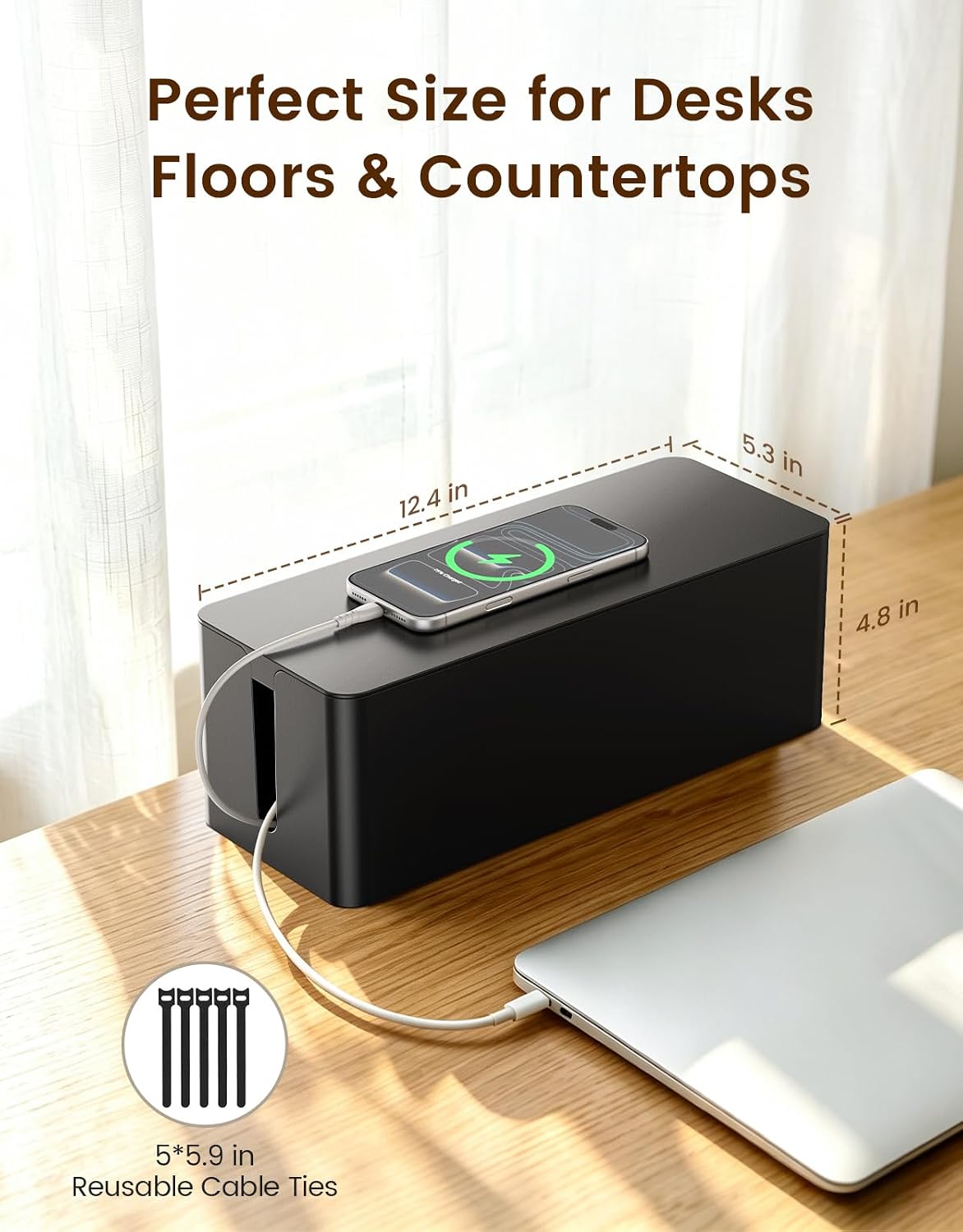 WOCBUY Cable Management Box, Pet & Baby Proof Cord Hider for Home Office