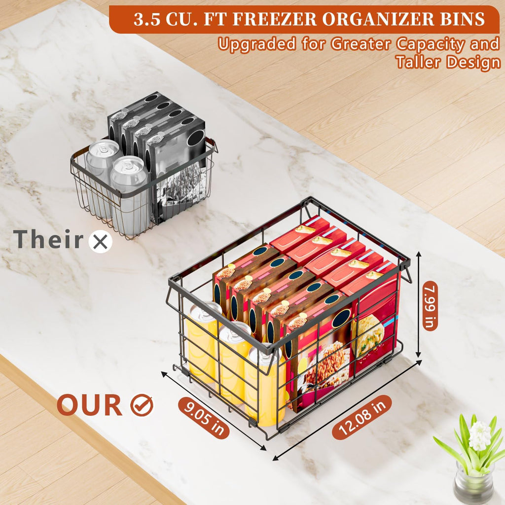 Freezer Organizer Bins for 3.5 Cu.Ft,Upgrade Quick Expand/Collapse,4PACK
