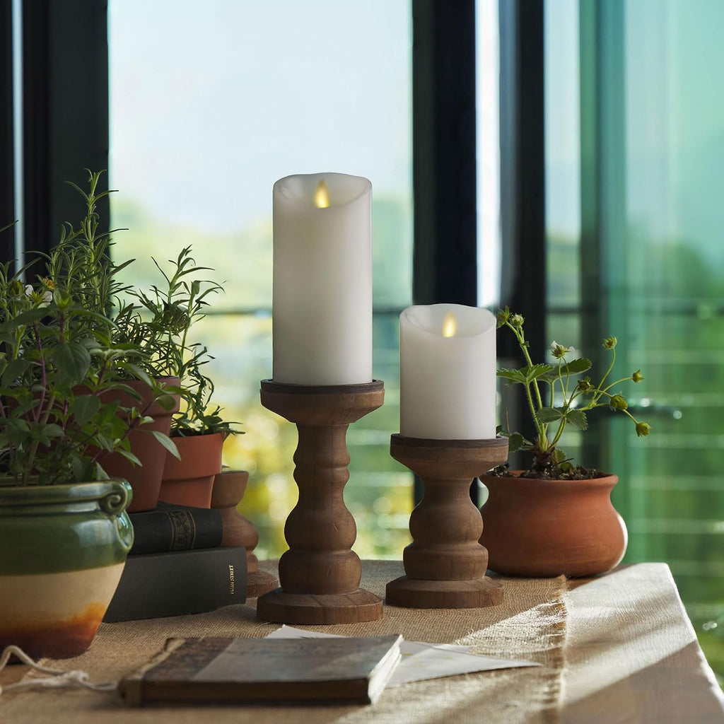 Luminara - Flameless LED Battery Operated Flickering Pillar Candles - White - Pack of 3-3x4.5 - Realistic Moving Flame Real Wax Indoor/Outdoor Decor