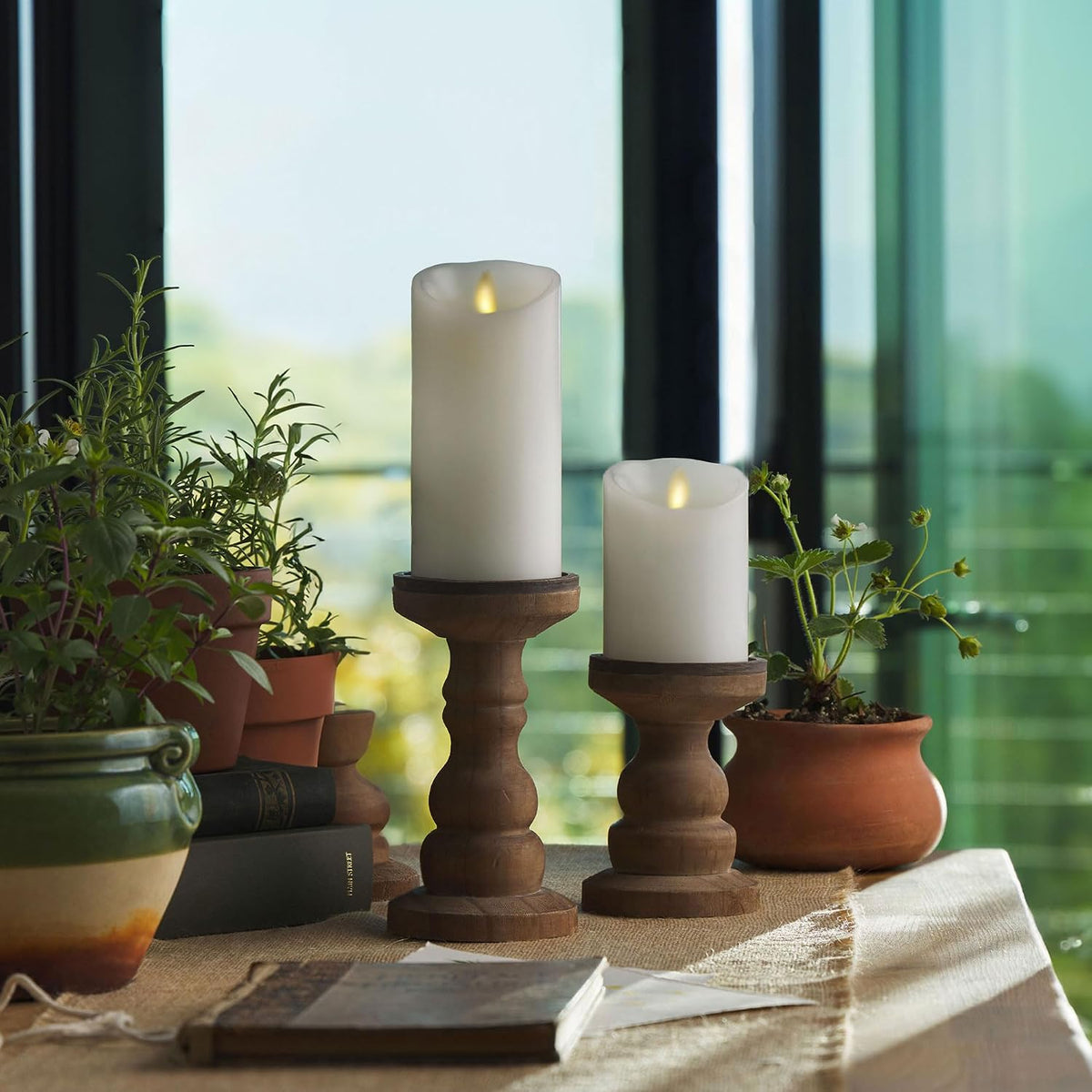 Luminara - Flameless LED Battery Operated Flickering Pillar Candles - White - Pack of 3-3x4.5 - Realistic Moving Flame Real Wax Indoor/Outdoor Decor