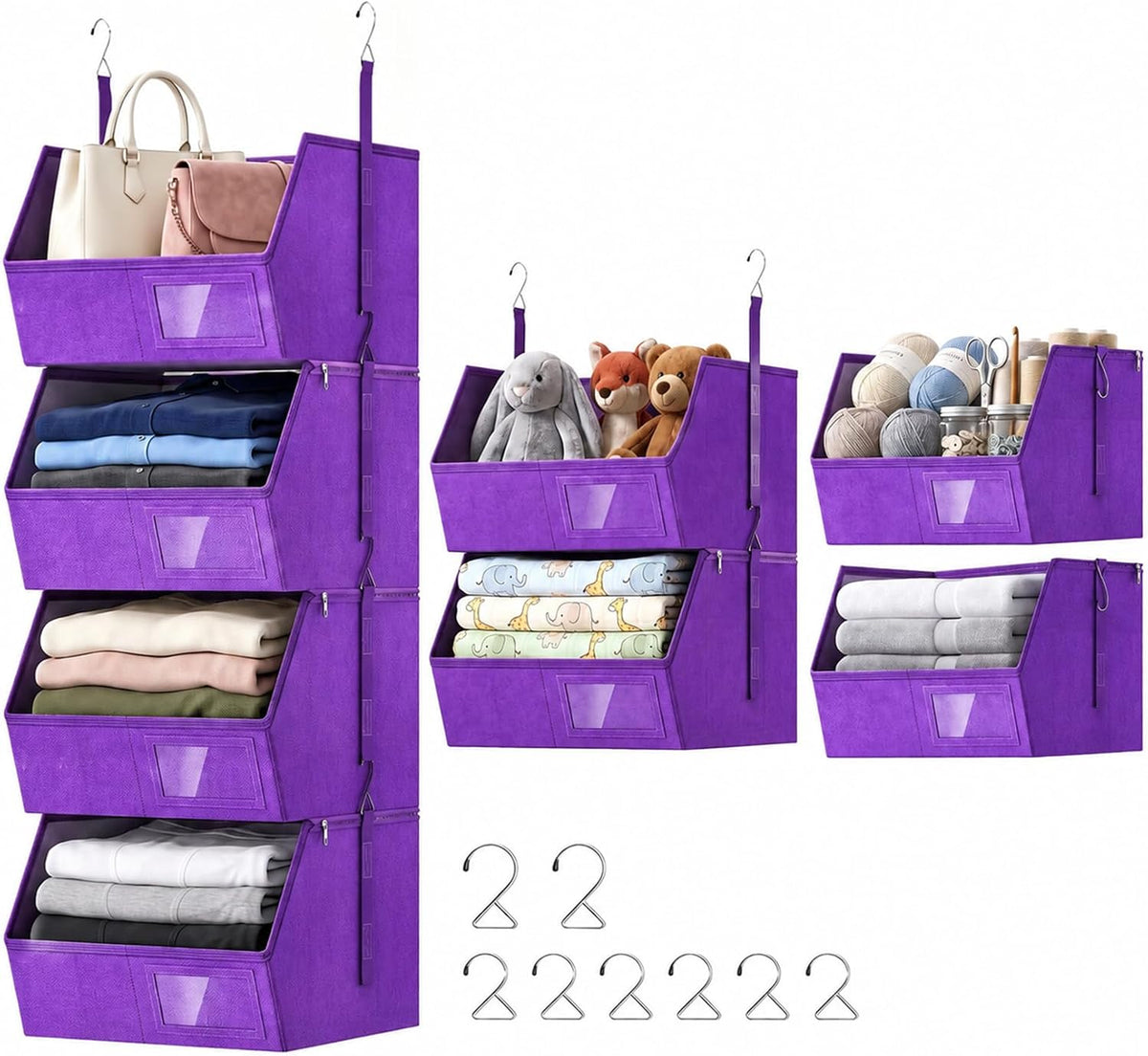 Hanging Closet Organizer, Detachable Hanging Storage Shelves