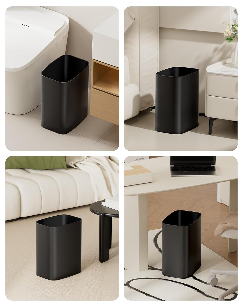 Cesun 3.4 Gallons Bathroom Trash Can, Small Under Sink Wastebasket, Black