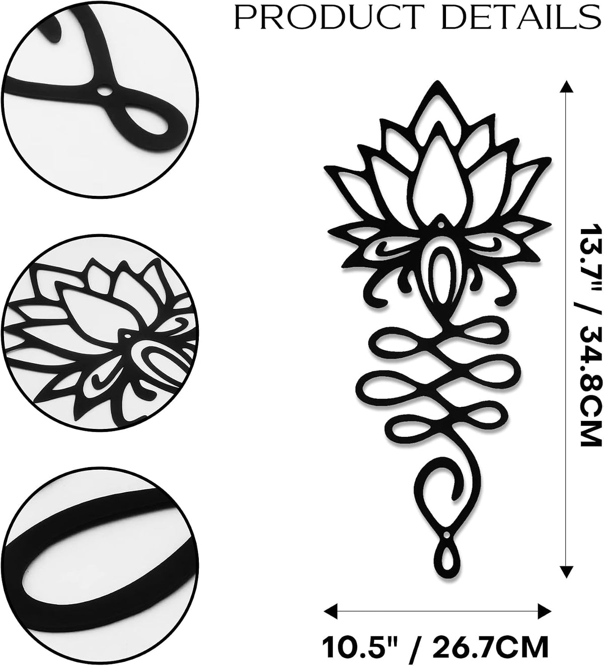 Xedatric Lotus Flower Wall Decor Black Metal Yoga Wall Art with Lotus