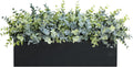Winlyn 14" Artificial Eucalyptus Arrangement Faux Eucalyptus Plants in Black Rectangular Wooden Planter Box Artificial Potted Plant for Farmhouse Home Wedding Table Centerpiece Shelf Greenery Décor