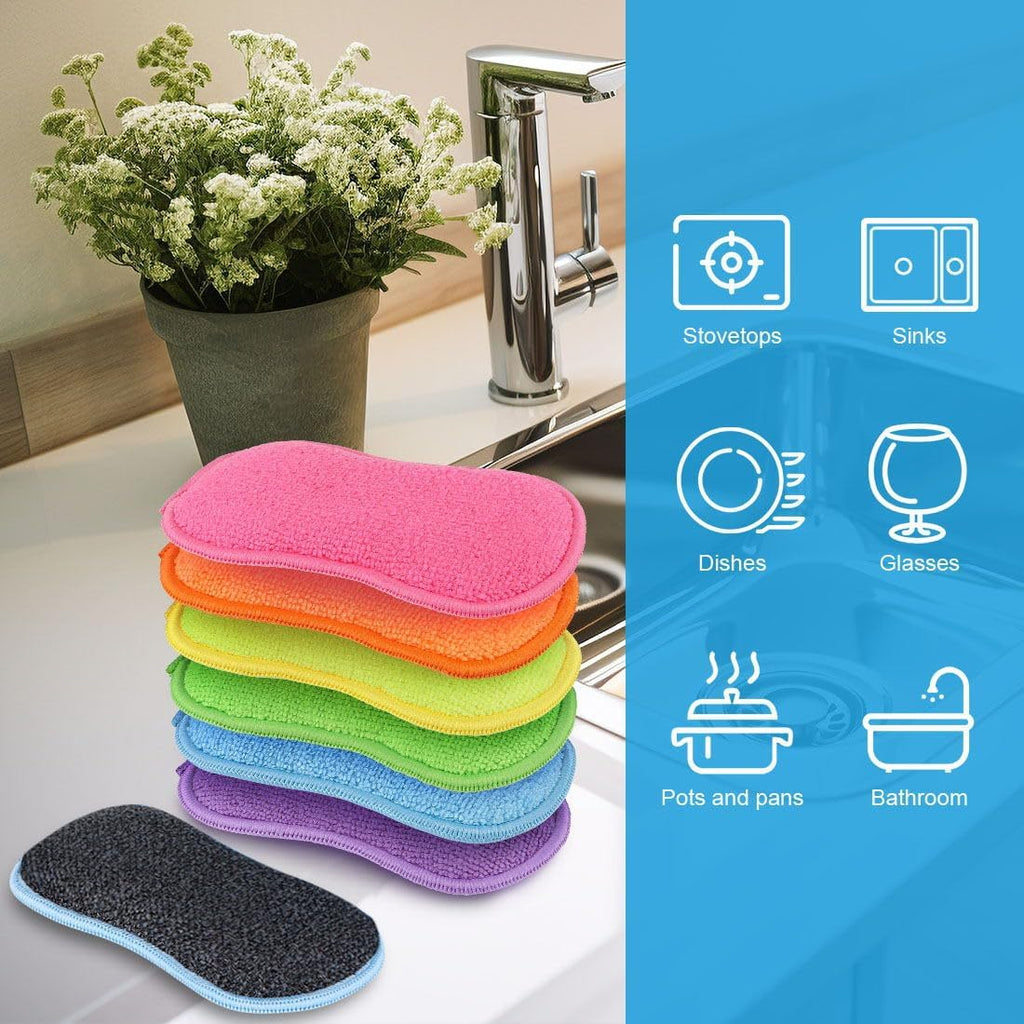HOMEXCEL Dish Sponge 12 Pack, Microfiber Kitchen Sponges for Cleaning