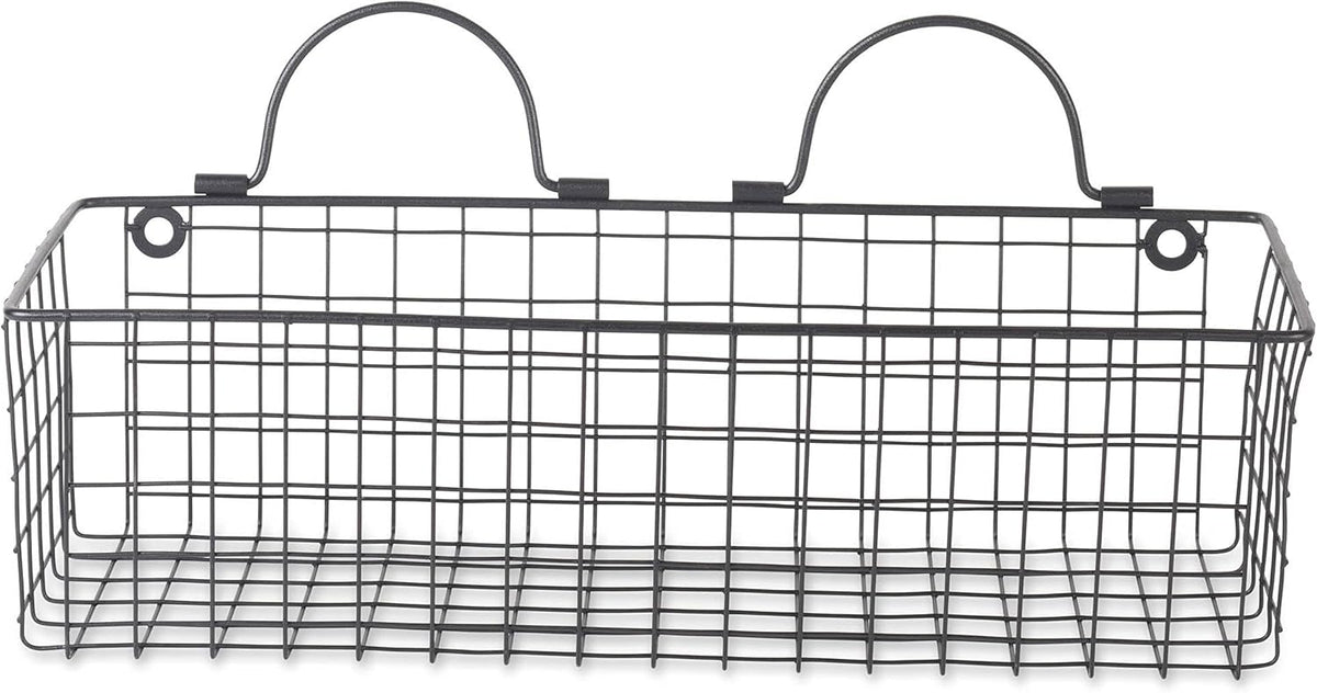 DII Farmhouse Vintage Décor, Wire Wall Basket, Assorted, Black, 2 Piece (Pack of 2)