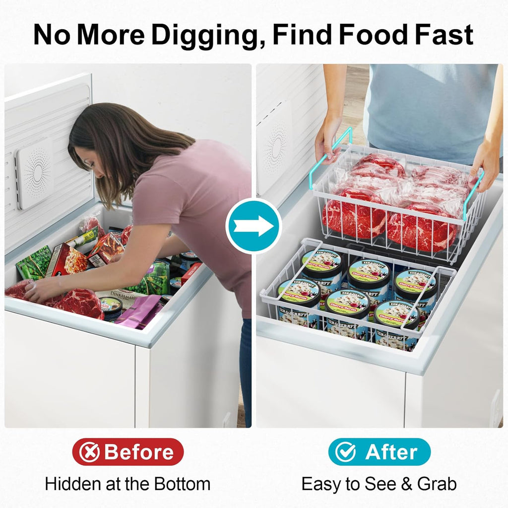iSPECLE Chest Freezer Organizer - Storage Baskets for 5 Cu.Ft, 4 Pack