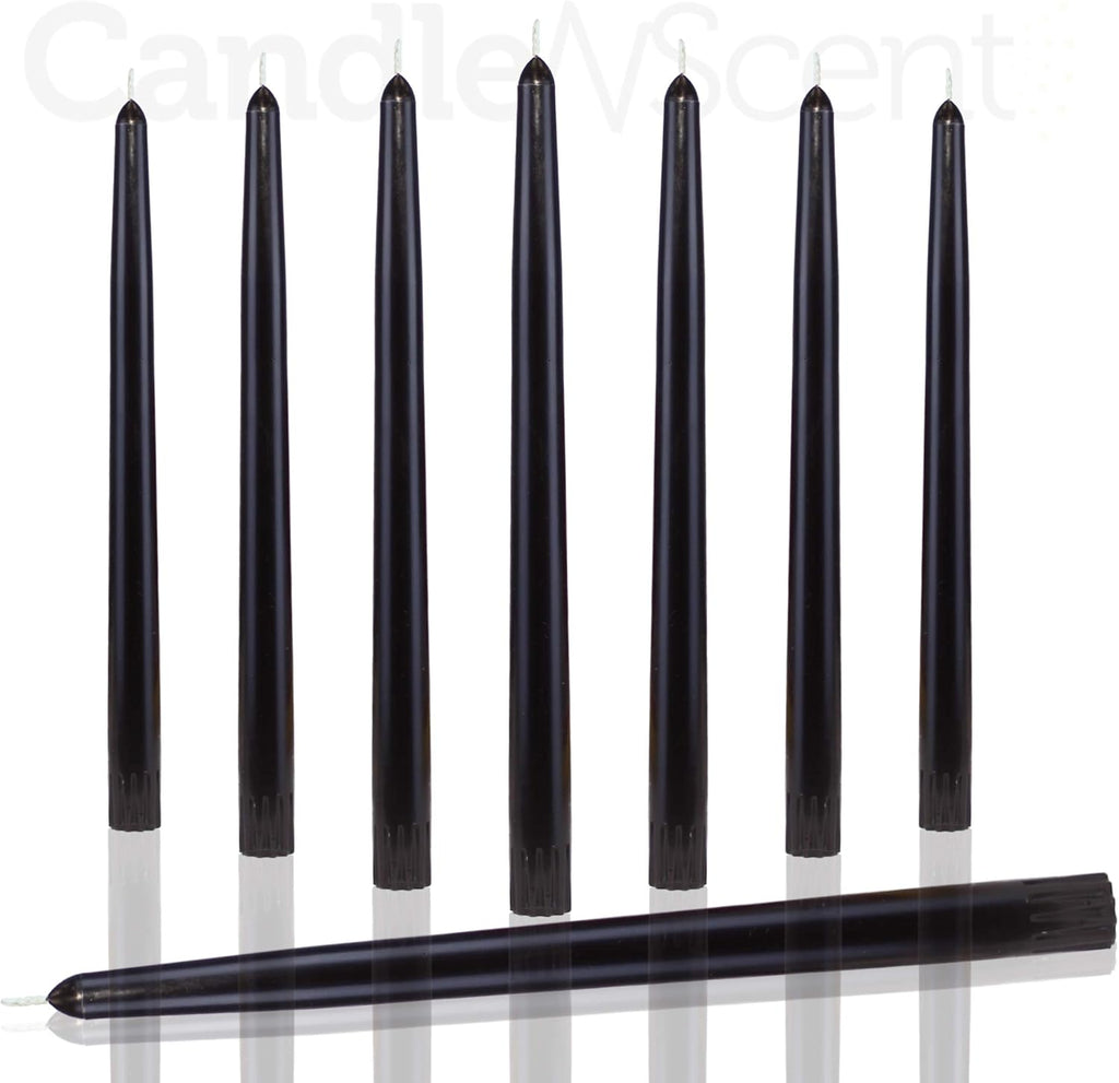 Taper Candles | Tapered Candlesticks - dripless 10 Inch Unscented | Black | 4 Pack