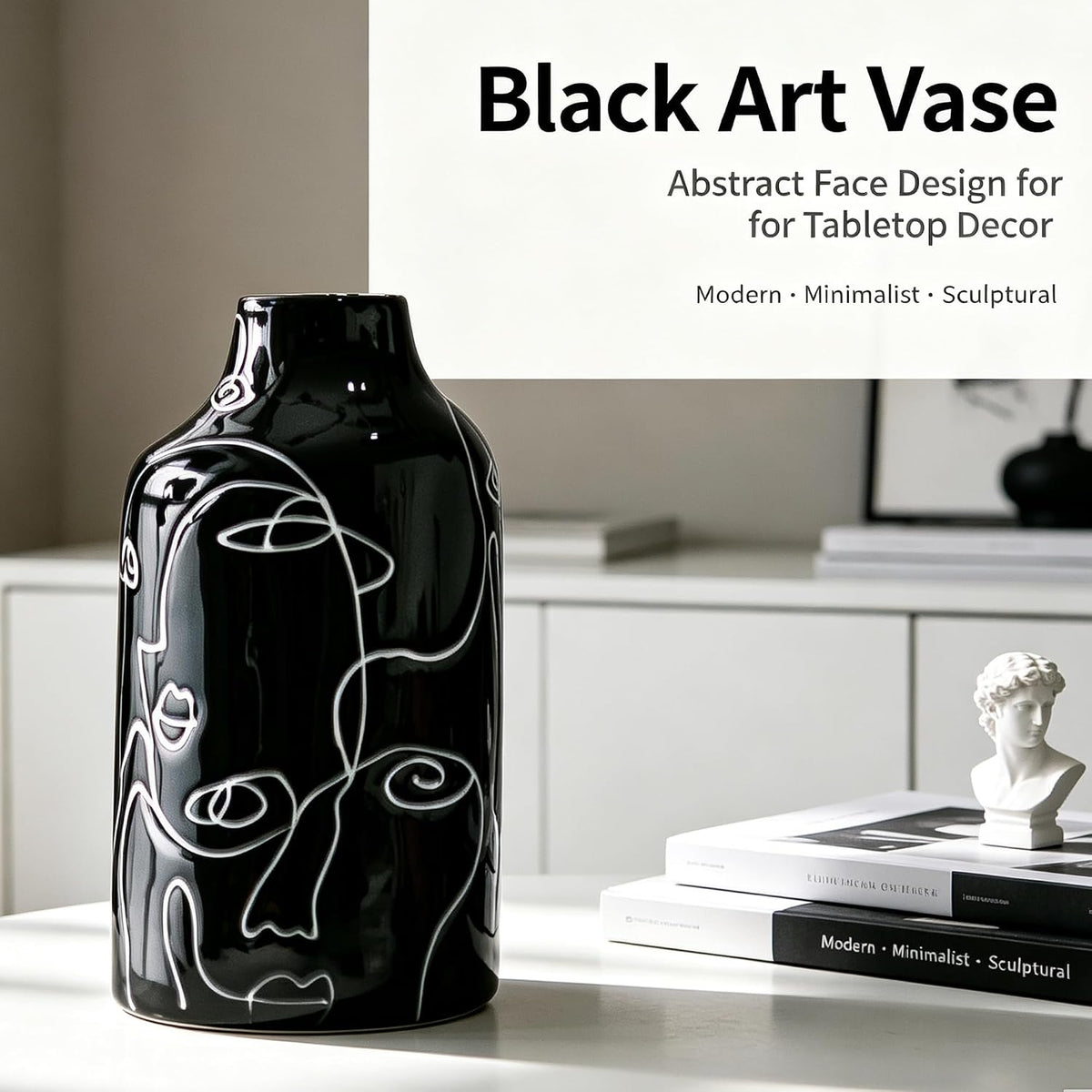 Kimdio Ceramic Vase Set, Black, 2pcs