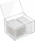 Clear Acrylic Qtip Holder Cotton Swab Ball Holder Qtip Organizer for Clean Skin Club Clean² Pads Cotton Pad and Swab Dispenser 2-Compartment with Flip-Top Lid, Bathroom Organizer