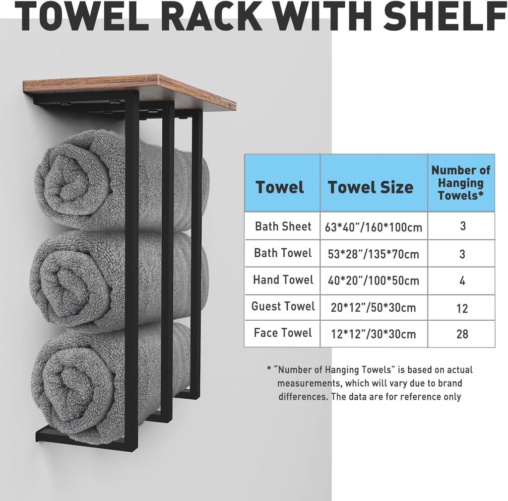 Wall Mounted Towel Rack with Shelf