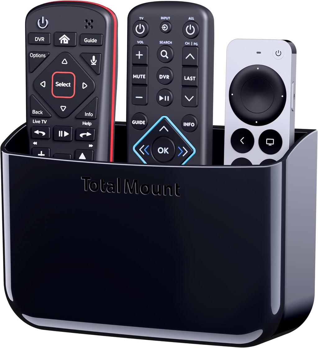TotalMount Drop-Free Remote Holder – Removable Adhesive Strips – Black