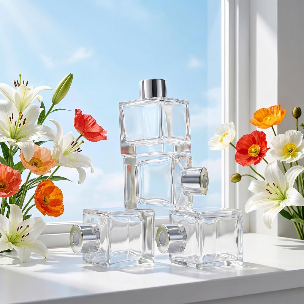 50ml Fragrance Glass Reed Diffuser Bottles Set of 4 Jars