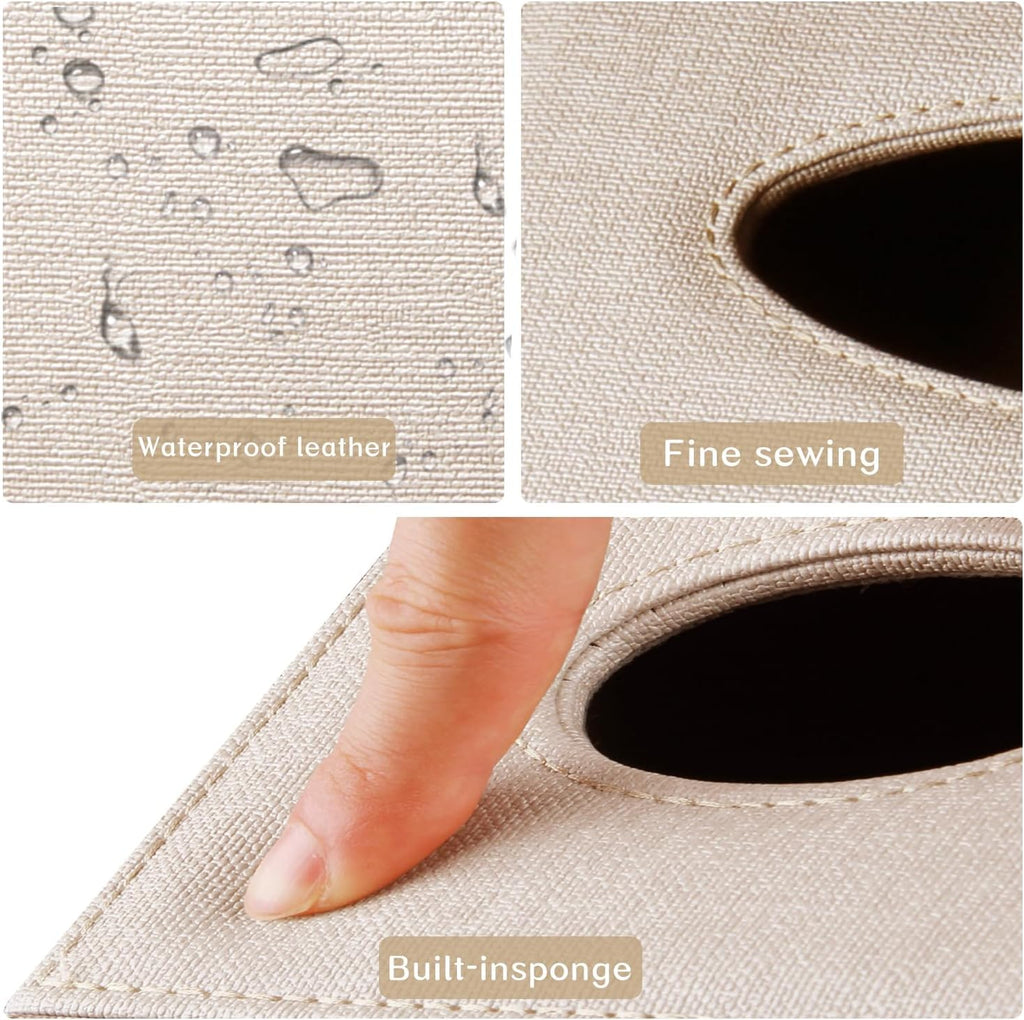 Linen Tissue Box Cover Rectangle,Leather Aesthetic Facial Tissue Box Holder