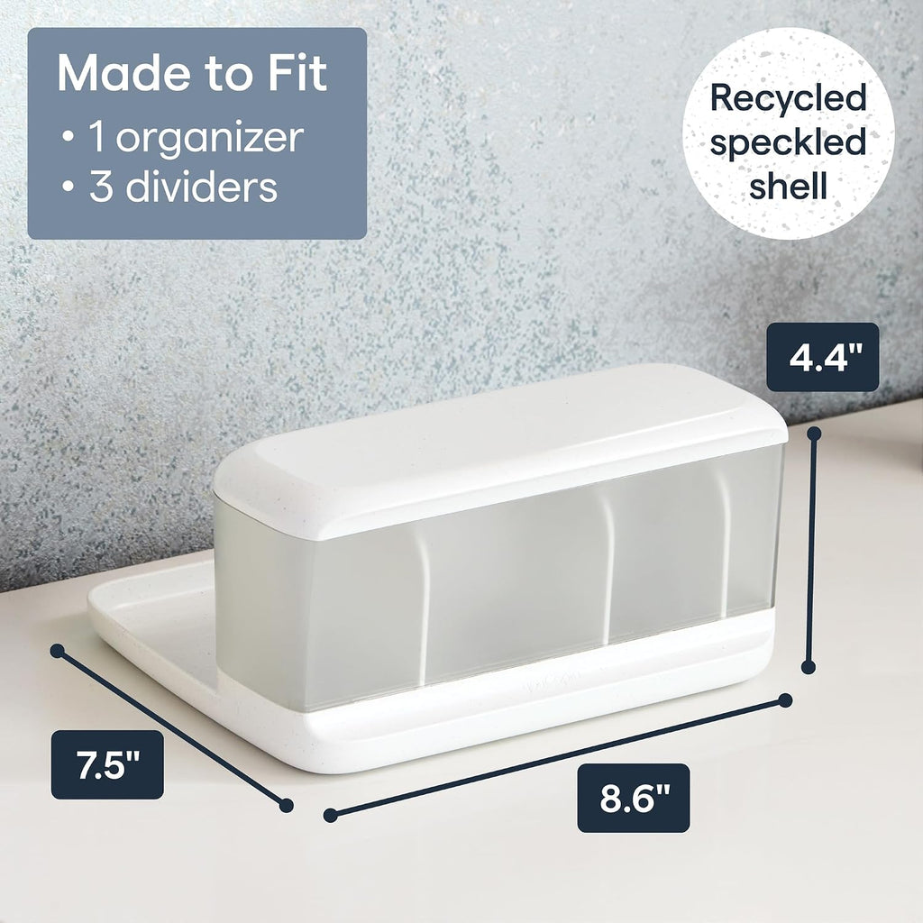 YouCopia HideAway Counter Caddy, Bathroom Vanity Countertop Organizer Tray with Adjustable Dividers and Lid