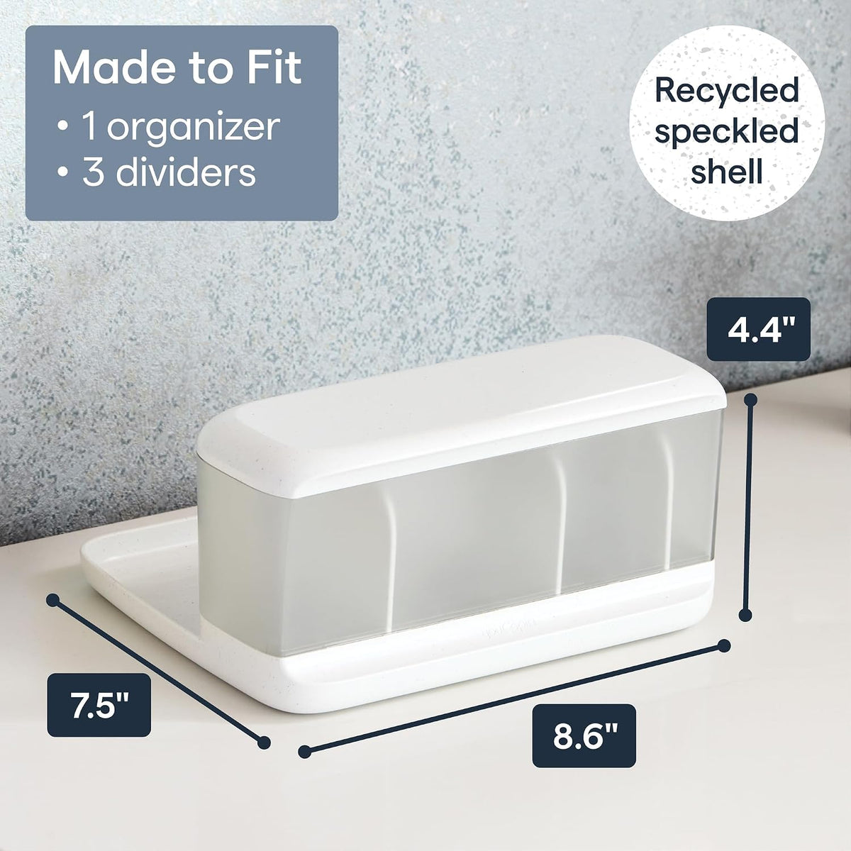 YouCopia HideAway Counter Caddy, Bathroom Vanity Countertop Organizer Tray with Adjustable Dividers and Lid