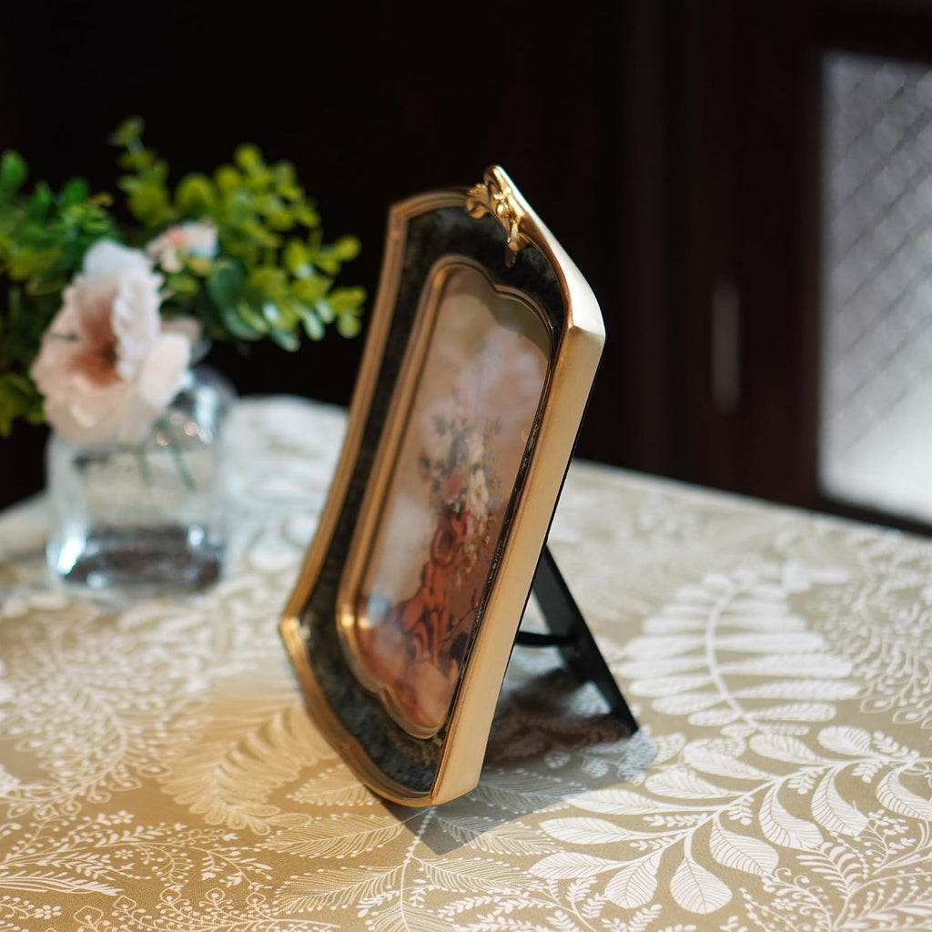 Vintage Picture Frame 4x6 Antique Ornate Photo Frame Tabletop and Wall Hanging Old-Fashioned Style, Decorative Retro Design Home Decor, Photo Gallery Art, Moss Agate Green